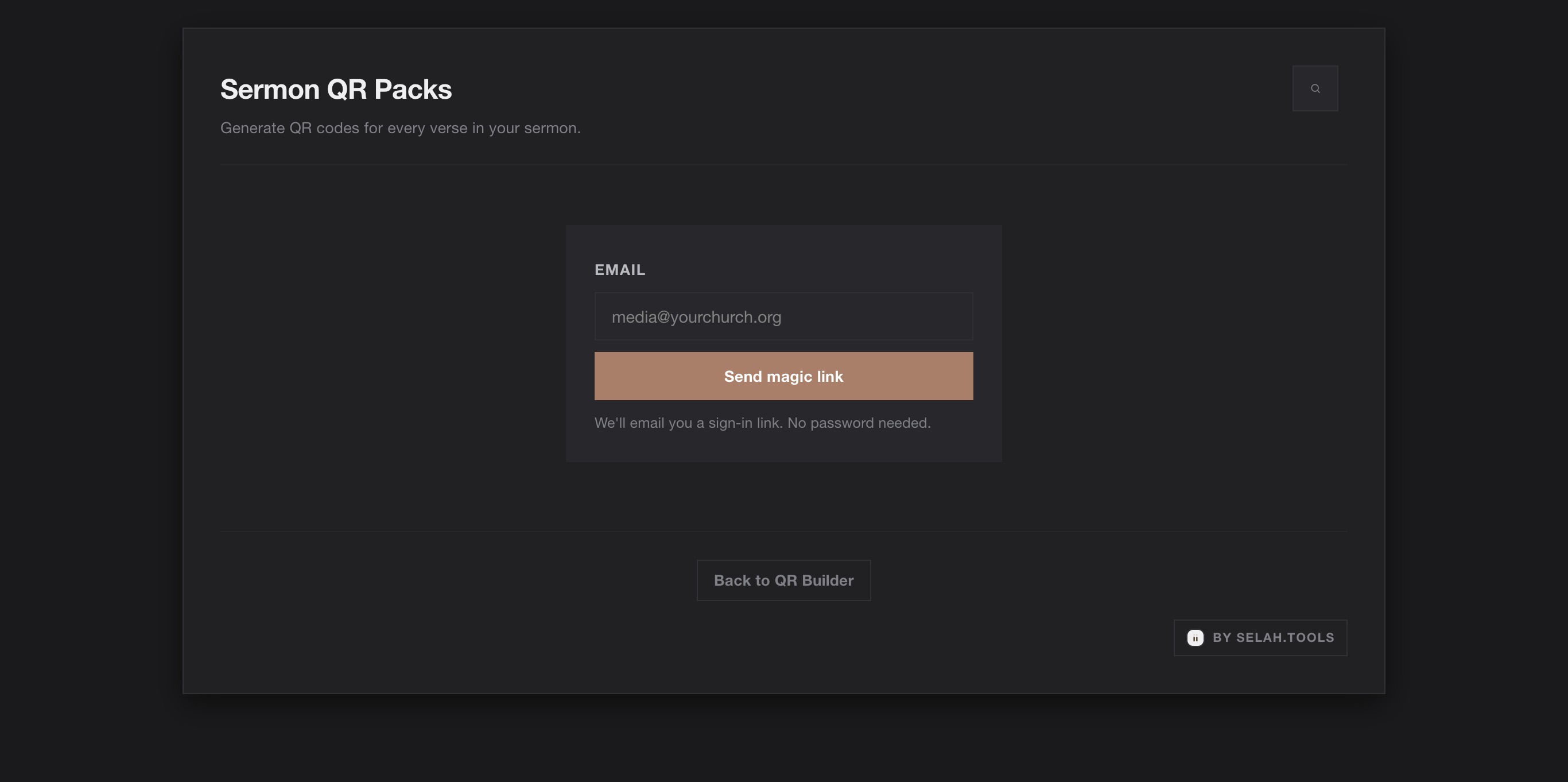 Step 3: Sign in to Sermon QR Packs